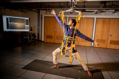 Subject dancing in the motion capture suite