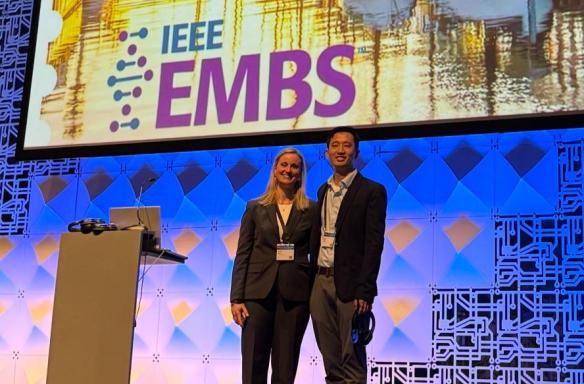 Xiang Zhang & Brooke A. Krbec pictured at the EMBC Conference 2025