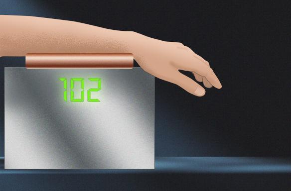 Rendering of MIT non-invasive glucose press with arm over.